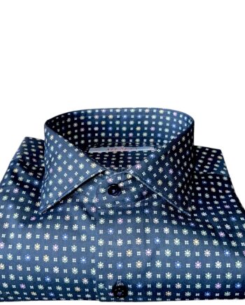 Colorful Microfloral Shirt On Blue