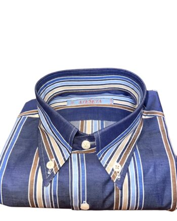 Blue Denim Effect Striped Shirt